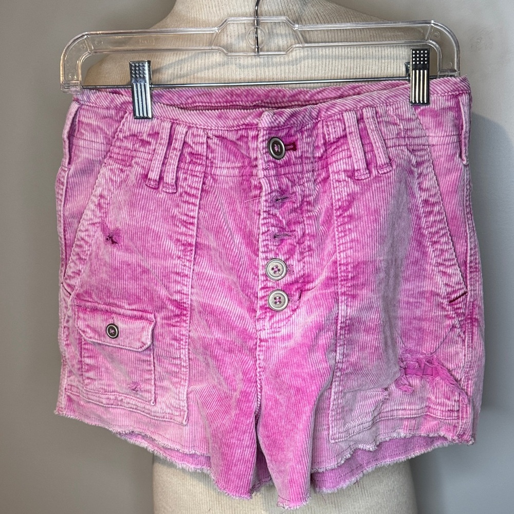 Pilcro Pink Corduroy Women's Cargo Shorts Anthropologie sz 28